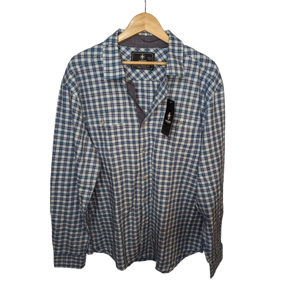 Thunder Men's Long Sleeve Button Down Shirt - Size Large